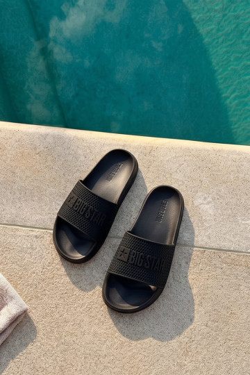 heren slippers op lichte zool Big Star SS174356 in zwart 2