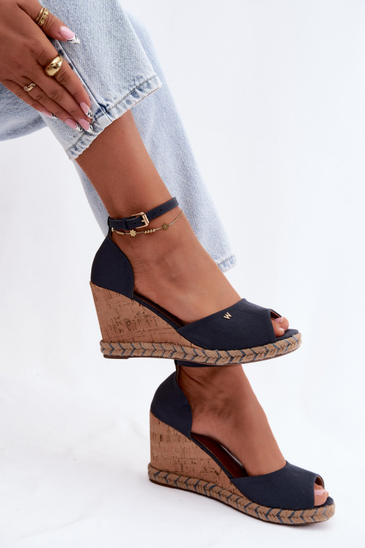 Donkerblauwe dames platform sandalen Su Braid INrangler 20261086.29Y