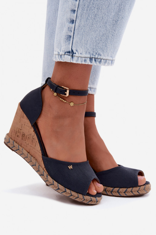 Donkerblauwe dames platform sandalen Su Braid INrangler 20261086.29Y