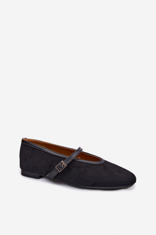 Zwarte ballerina's met bandjes van faux suede Felora