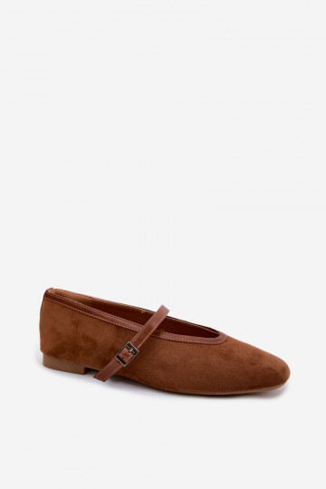 Bruine ballerina's met bandjes van faux suede Felora 2
