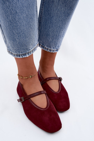 Bordeaux ballerina's met bandjes van faux suede Felora