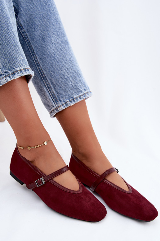 Bordeaux ballerina's met bandjes van faux suede Felora