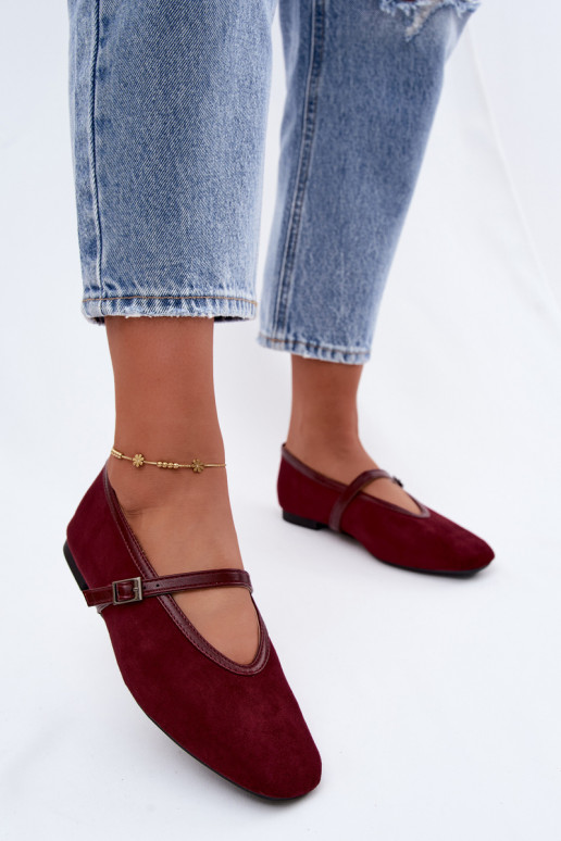 Bordeaux ballerina's met bandjes van faux suede Felora