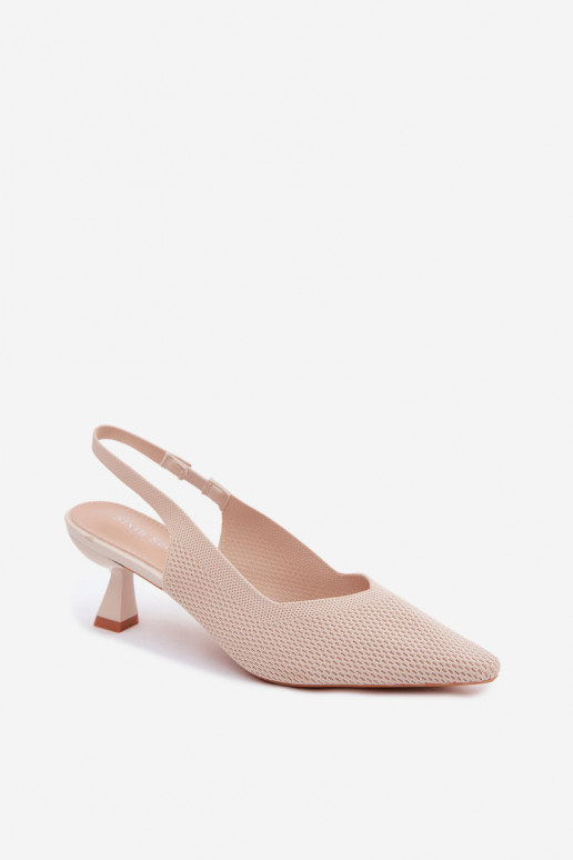 Zandkleurige hoge hakken sandalen Typu Klepsydra Purea