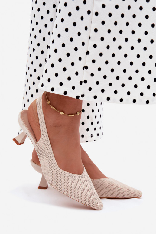 Zandkleurige hoge hakken sandalen Typu Klepsydra Purea