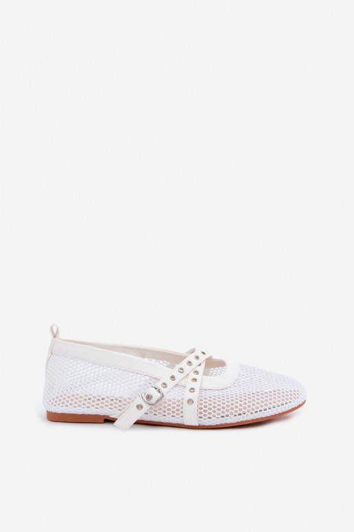 Mesh ballerina's met bandjes in wit Salliroe
