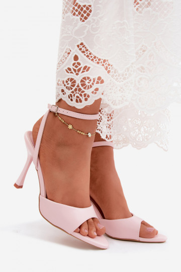 Roze damesandalen met dunne hakken van faux leather Palmer 2