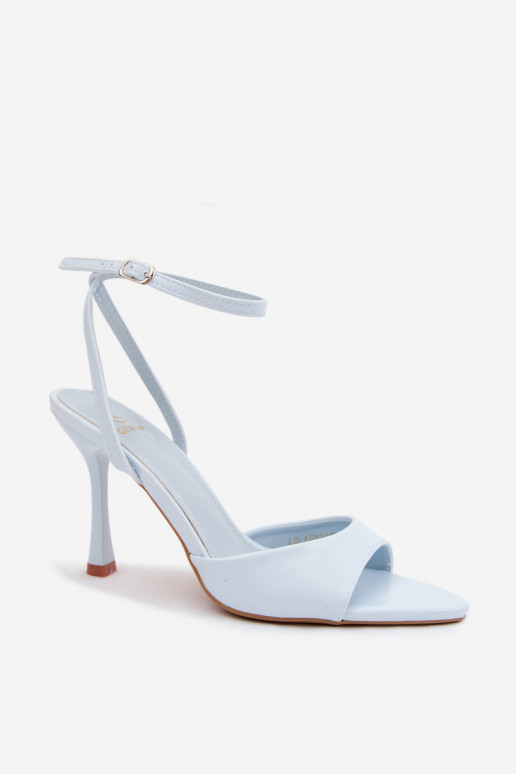 Blauwe damesandalen met dunne hakken van faux leather Palmer