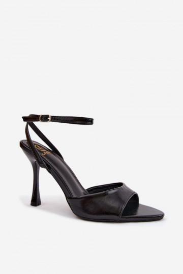 Zwarte damesandalen met dunne hakken van faux leather Palmer 2