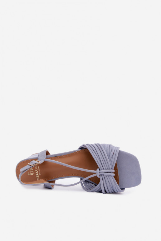 Dames sandalen met bandjes en hakken in blauw Taffina