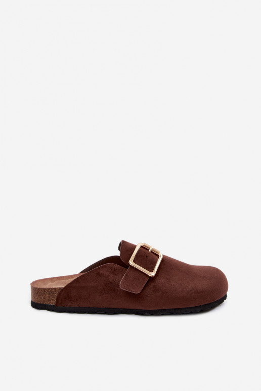 Houten slippers met gouden gespen Taffira