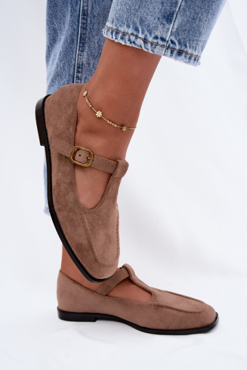 Dameschoenen met banden van faux suede in khaki Bonnia