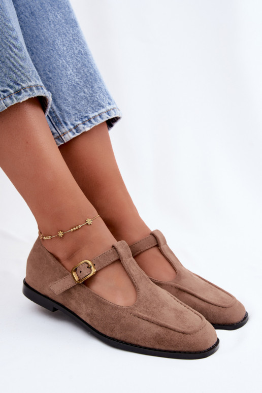 Dameschoenen met banden van faux suede in khaki Bonnia