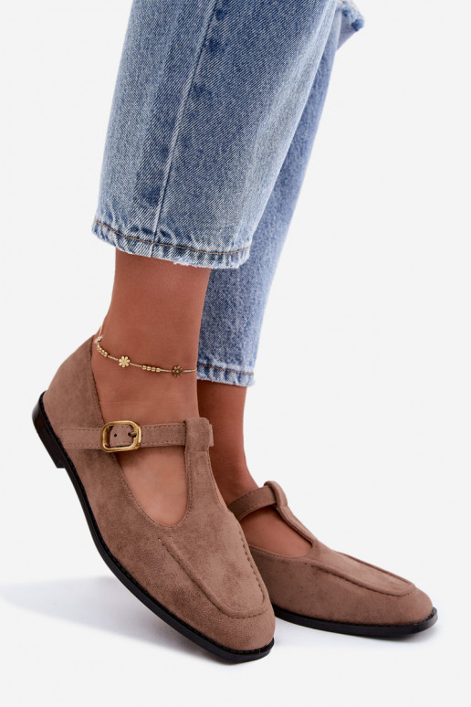 Dameschoenen met banden van faux suede in khaki Bonnia