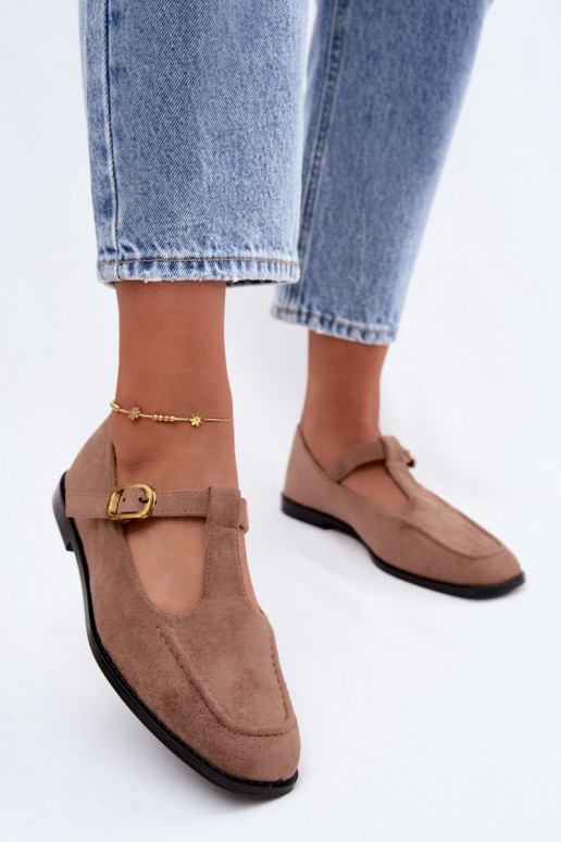 Dameschoenen met banden van faux suede in khaki Bonnia
