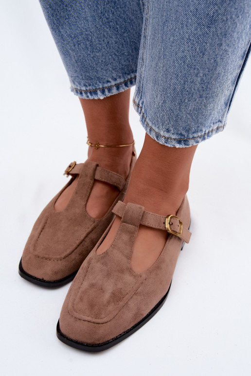 Dameschoenen met banden van faux suede in khaki Bonnia