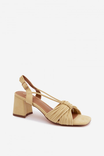 Dames sandalen met bandjes en hakken in geel Taffina 2