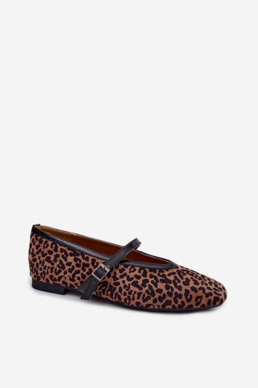 Ballerina's met bandjes van faux suede in luipaardpatroon Camoria