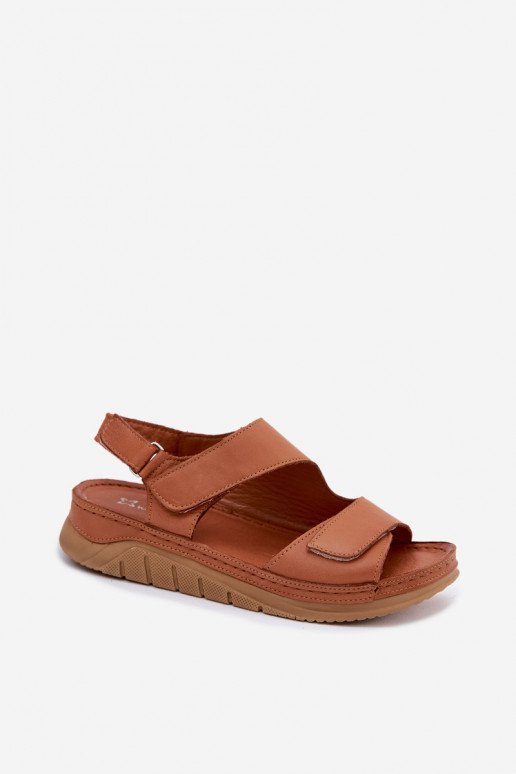 Bruine dames sandalen met platform en plakkerige sluitingen
