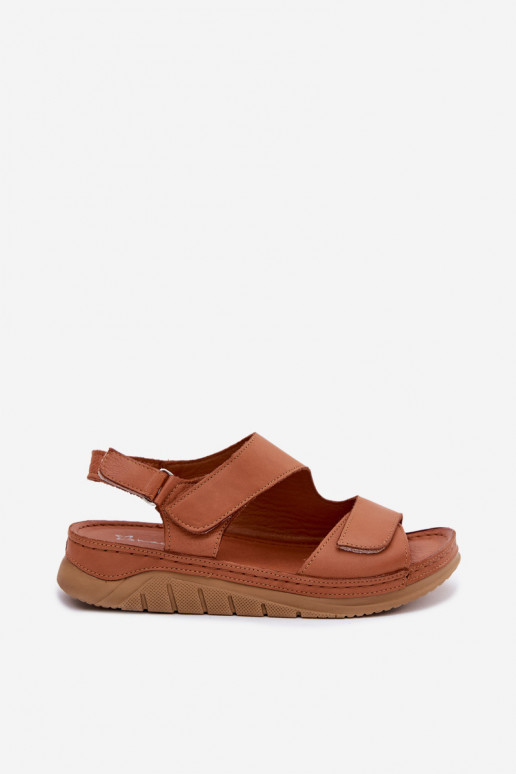 Bruine dames sandalen met platform en plakkerige sluitingen