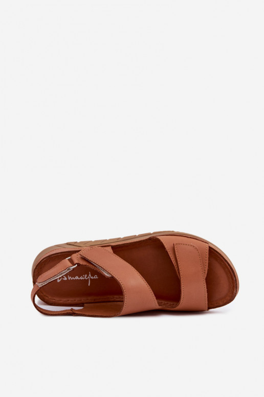 Bruine dames sandalen met platform en plakkerige sluitingen