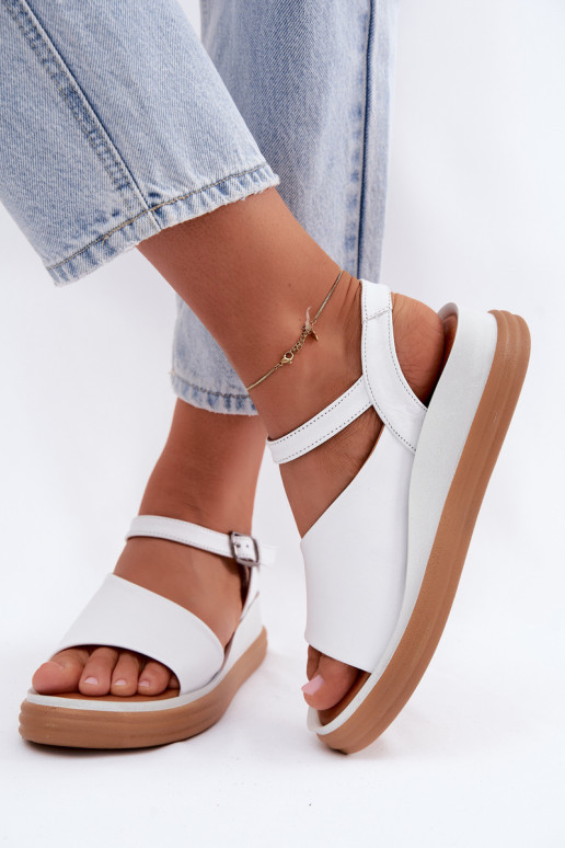 Witte dames sandalen met platform