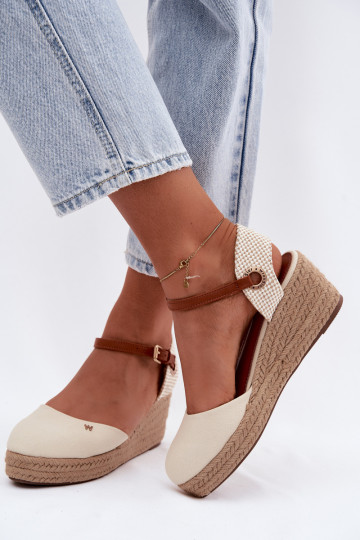 Zandkleurige espadrilles met platform