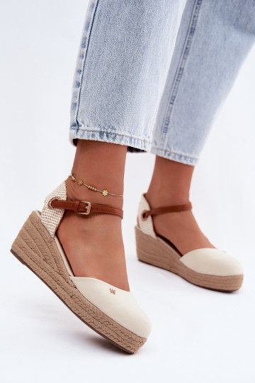 Zandkleurige espadrilles met platform 2