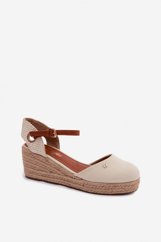 Zandkleurige espadrilles met platform