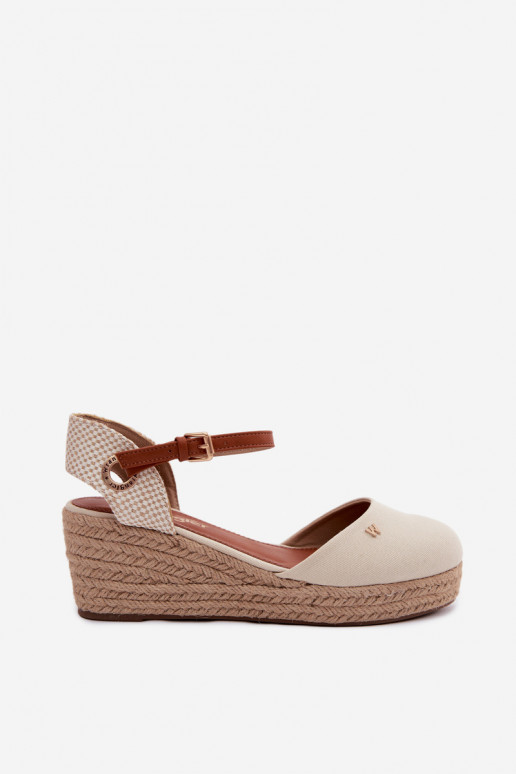 Zandkleurige espadrilles met platform