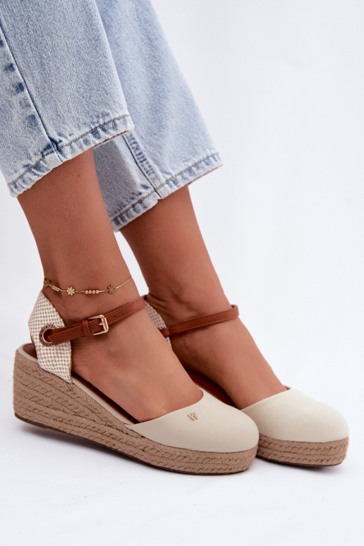 Zandkleurige espadrilles met platform
