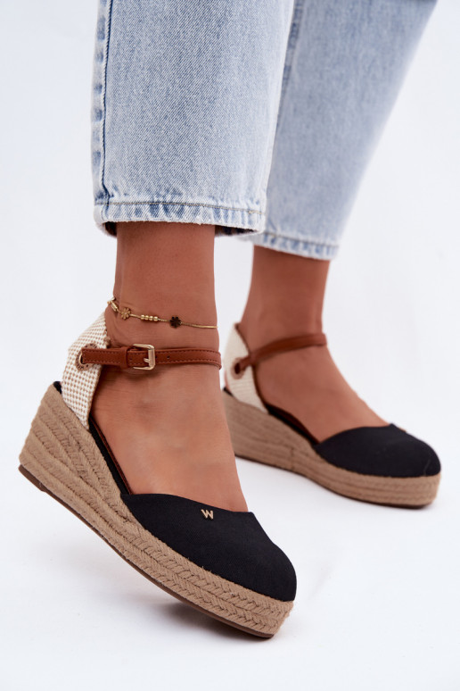 Zwarte espadrilles met platform