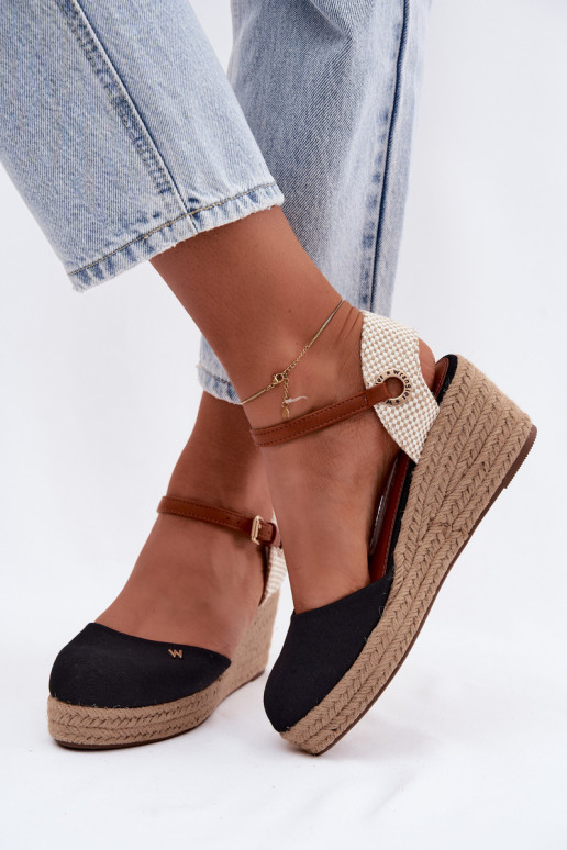 Zwarte espadrilles met platform