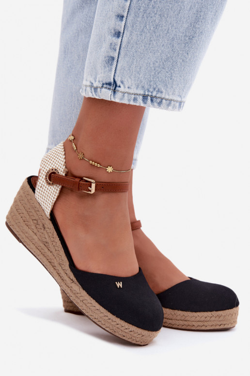 Zwarte espadrilles met platform