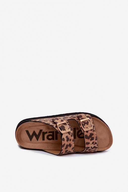 Dames slippers met platform en gespen, luipaardprint