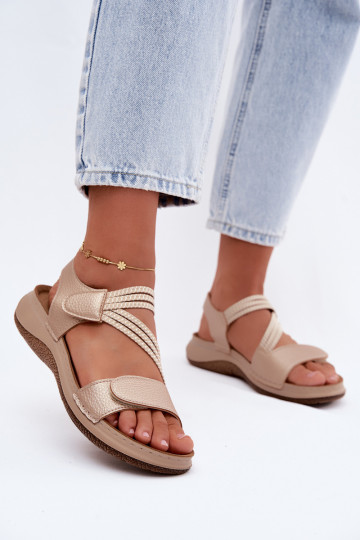 Gouden dames sandalen met elastische bandjes 2