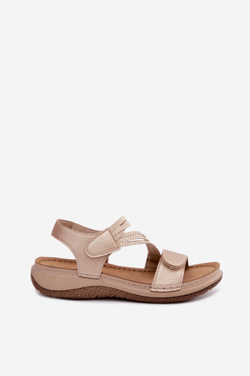 Gouden dames sandalen met elastische bandjes
