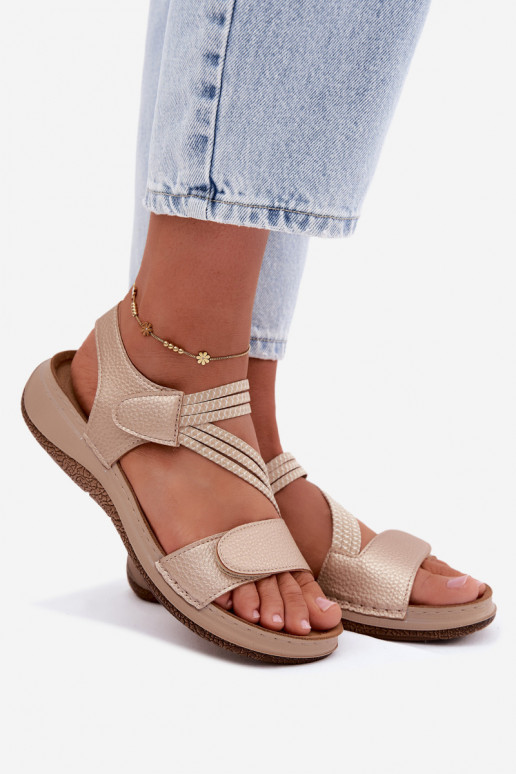 Gouden dames sandalen met elastische bandjes