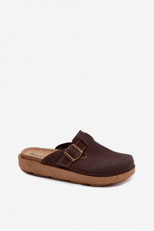 Slippers met gespen Inblu, chocoladekleur