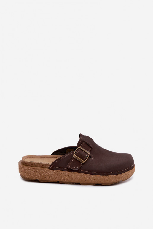 Slippers met gespen Inblu, chocoladekleur