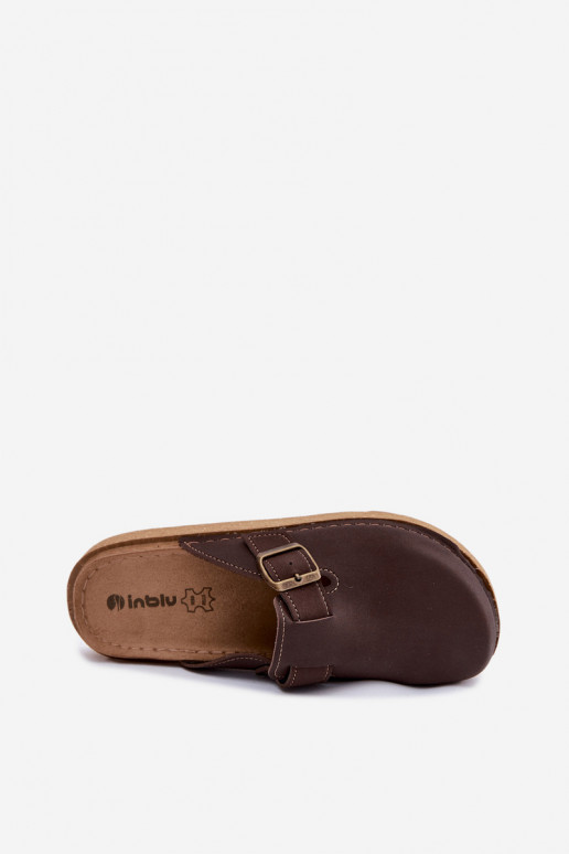 Slippers met gespen Inblu, chocoladekleur