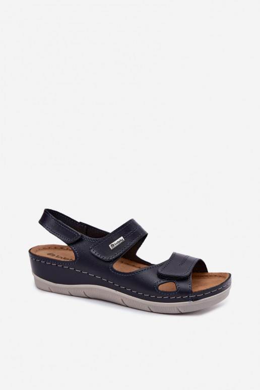 Donkerblauwe dames sandalen Inblu