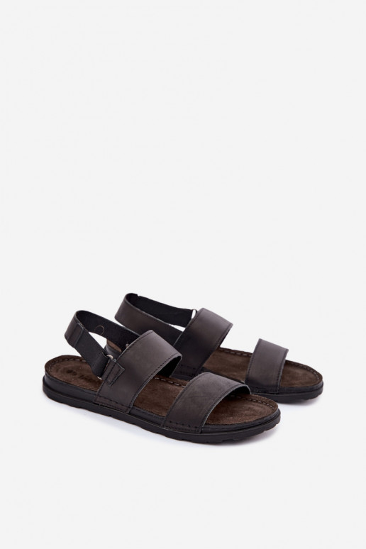 Zwarte heren sandalen INBLU
