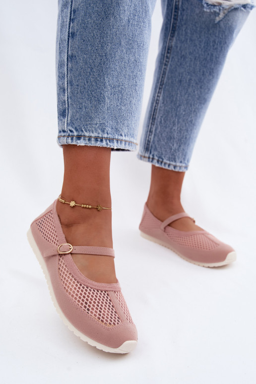 Mesh ballerina's met bandjes in roze Chicca