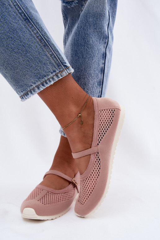 Mesh ballerina's met bandjes in roze Chicca