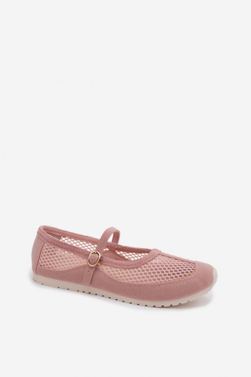 Mesh ballerina's met bandjes in roze Chicca