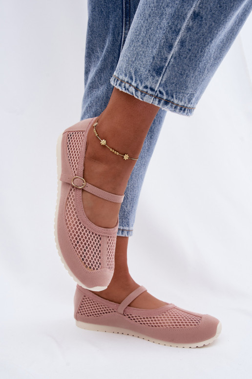 Mesh ballerina's met bandjes in roze Chicca