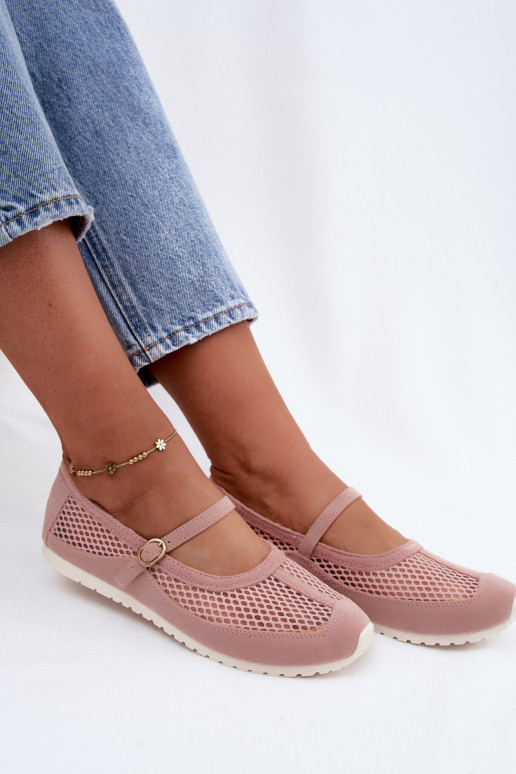 Mesh ballerina's met bandjes in roze Chicca