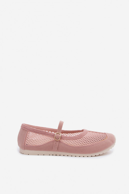 Mesh ballerina's met bandjes in roze Chicca